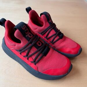 Boys Adidas Lite Racer Adapt Size 2 Red/Black Sneakers